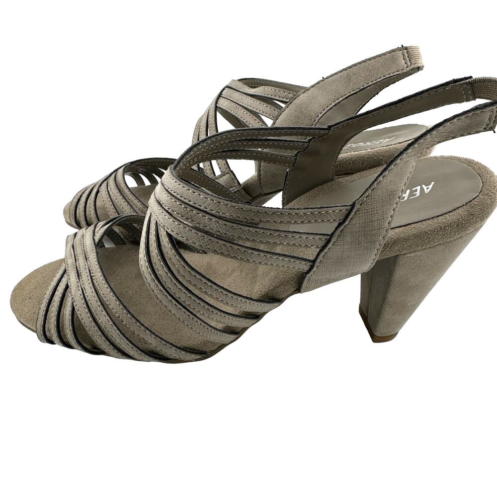 Aerosoles Strappy Gray Sandal Heel Size 8.5